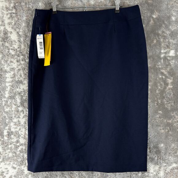 NEW Pendleton Petite Size 16 Career Minimalist Wool Midi Pencil Skirt Navy Zip - Picture 3 of 12